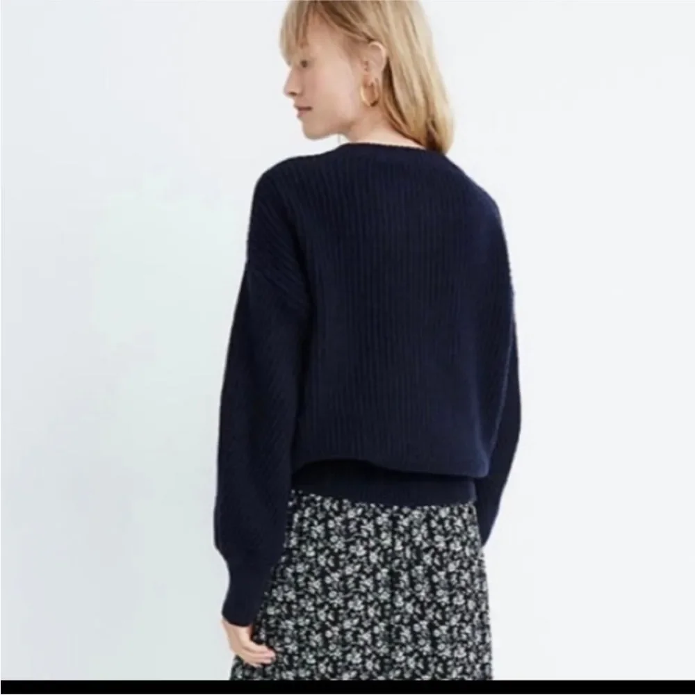 MADEWELL Balloon Sleeve Pullover Crew Neck Chunky Knit Sweater Top XS